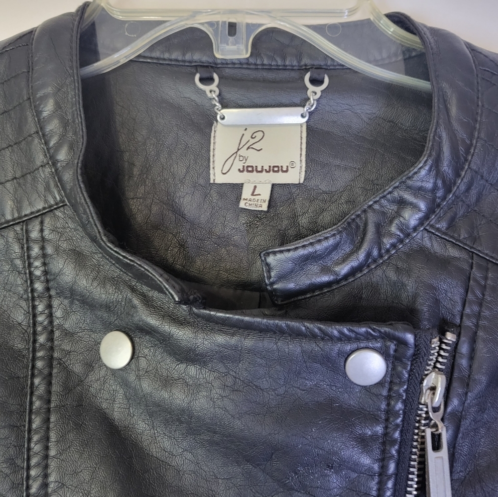 J2 by Jou Jou cropped faux leather jacket women's large - Picture 2 of 9